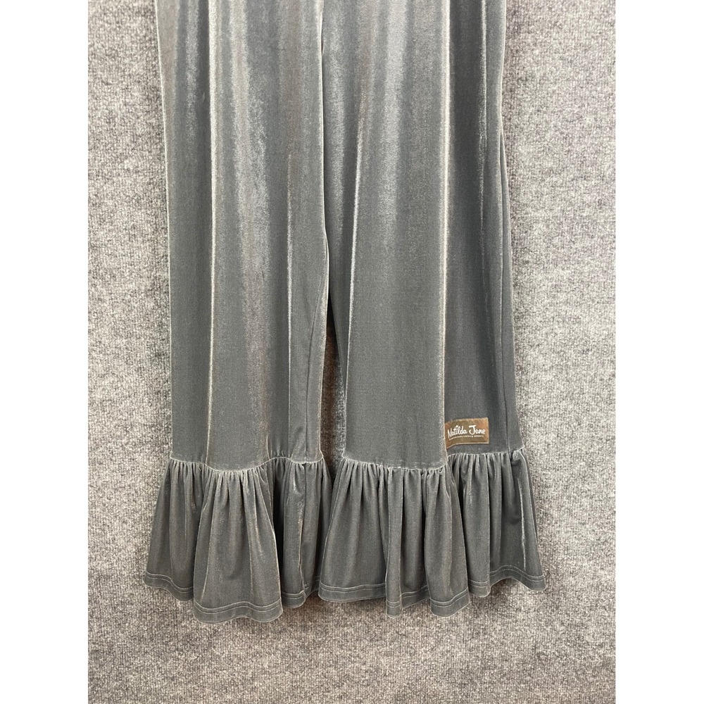 Matilda Jane Velvet Ruffle Pants Womens Small Grey Excellent Wide Leg Lounge - Picture 3 of 10